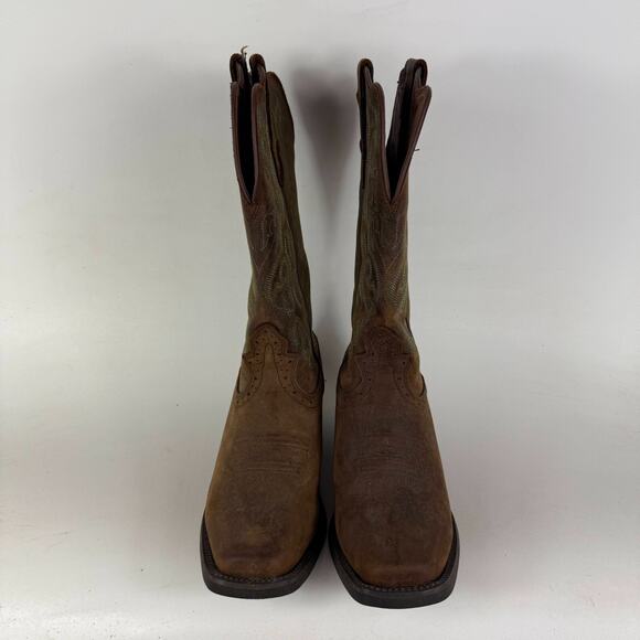 Justin Stampede Durant Western Boots Women's 7 Brown Leather Pull-On Mid-Calf - Picture 4 of 9